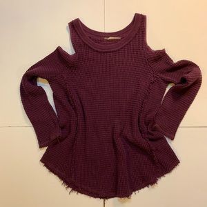 Free People Plum Purple Cold Shoulder Sweater
